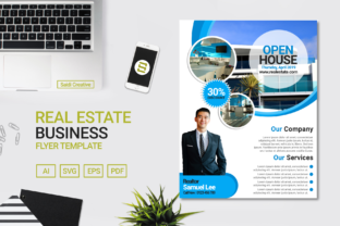 Real Estate Business Flyer Template Design Blue Circle